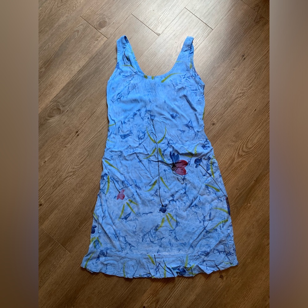 Floral Blue Sleeveless Dress